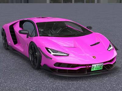 Pink Lamborghini Sports Car With Sleek Modern Body Design And Black Wheels 3d model