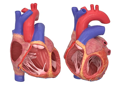 Human Heart Anatomical Structure 3D Rendered Illustration With Internal Chambers Blood Vessels 3d model