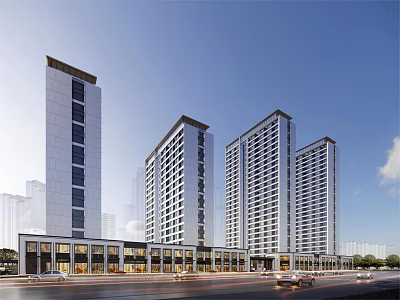 Modern Commercial Street 3d model