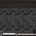Rustic Stone Background Wall With Wooden Lattice Top And Pebble Floor Design