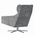 Modern Gray Textured Fabric Leisure Chair With High Back Armrests And Metal Swivel Base