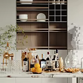 Elegant Wine Bottles And Crystal Glasses In Modern Bar Setup