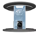 Modern Black Washing Machine On Silver Display Stand With Transparent Blue Structure 3d model