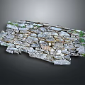 Authentic Wooden Stone Wall Featuring Irregular Blocks Natural Texture And Green Plant Accents
