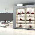 Cree Kree Store Interior With Red And Black Handbags On Display Shelves And Counter