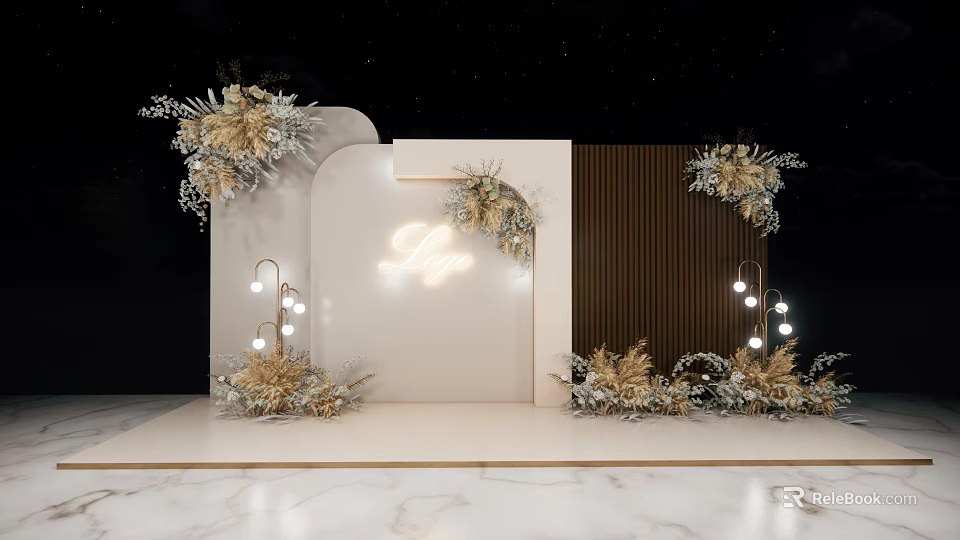 Elegant Modern Open Concept Kitchen Interior With Marble Island And Cabinets 3d model