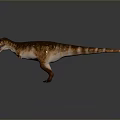 Realistic Dinosaur Figure With Brown Yellow Skin Red Horns Open Mouth Standing On Gray Background