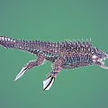 Colorful Spiked Reptile with Sharp Teeth Red Eyes and Fantasy Style Fins 3D Model Design