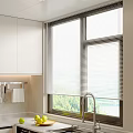 Modern Kitchen Window Blinds With Natural Light And Green Outdoor View
