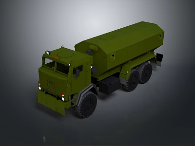 Green Military Truck With Cab And Large Cargo Container Multiple Wheels For Heavy Duty Use 3d model