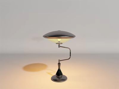 Sleek Modern Table Lamp With Curved Metal Arm And Warm Illuminating Shade 3d model