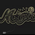 Magic Themed Neon Light Fixture Set With Golden Stars And Basketball Design On Dark Background