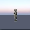 Standing Stone Buddha Statue With Robes Halo And Carved Base