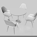 Modern White Round Negotiation Table And Backrest Chairs With Minimalist Metal Legs Design