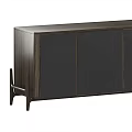 Modern Dark Wood Sideboard With Sleek Cabinet Doors And Tapered Legs