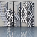 Modern Hinged Door With Fish Scale Pattern Transparent Panels And Metal Frame 3d model