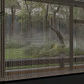 Modern Large Window Blinds In Interior With Natural Tree View And Greenery