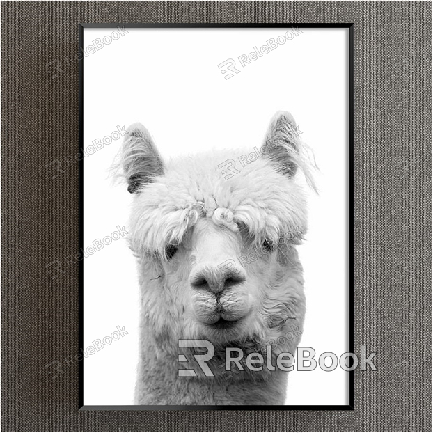 Modern Animal Painting Grey Children's Room Animal Alpaca Decorative Painting model