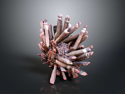 Sea Urchin With Spherical Body And Brown Pink Tentacle Like Appendages 3d model