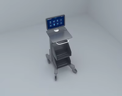 Medical Cart With Display Screen And Tray On Wheels For Healthcare Use 3d model
