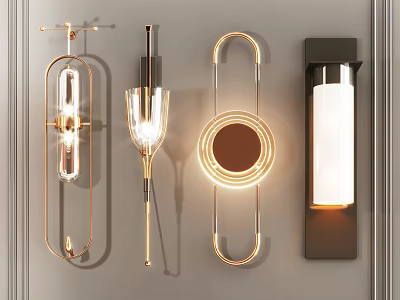 Modern Stylish Wall Lamps With Metal Glass Designs And Illuminated Features 3d model