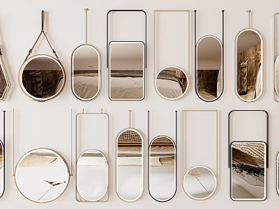 Modern Hanging Mirrors With Various Shapes And Stylish Designs For Wall Decor 3d model