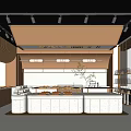 Stylish Dessert Shop Interior With White Display Counters And Assorted Pastries 3d model