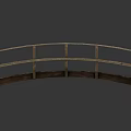 Curved Wooden Bridge with Railings and Natural Wood Planks Garden Structure Design