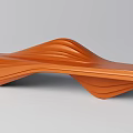 Modern Orange Wavy Curved Landscape Seat with Smooth Design Lines for Outdoor Garden