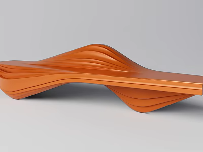 Modern Orange Wavy Curved Landscape Seat with Smooth Design Lines for Outdoor Garden 3d model