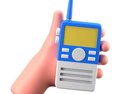 Effective Organization System With Handheld Blue White Walkie Talkie Antenna Screen Buttons And Speaker 3d model