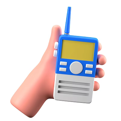 Effective Organization System With Handheld Blue White Walkie Talkie Antenna Screen Buttons And Speaker 3d model