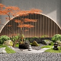 New Chinese Courtyard Micro Landscape Zen Landscape Landscaping Stone Landscape Maple Plant Landscape 3d model