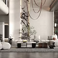 Modern Duplex Living Room Interior Design With High Ceiling Sofa And Chandelier