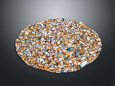 Natural Colored Pebbles Arranged in Circular Shape Against Dark Background with Various Earth Tones 3d model