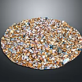 Natural Colored Pebbles Arranged in Circular Shape Against Dark Background with Various Earth Tones