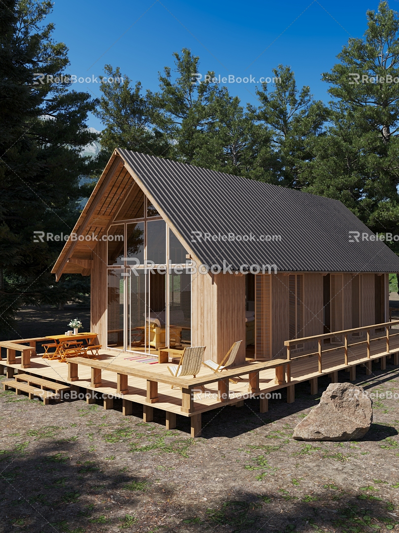 Modern Wooden House Forest Wooden House 3d model