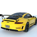 Yellow Porsche Sports Car with Black Roof Black Wheels and Rear Spoiler