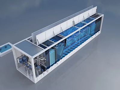 Modular Industrial Equipment With Containerized Structure And Transparent Processing Panels 3d model