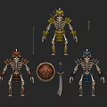 Game Fantasy RPG Characters Warrior Mage Skeleton With Weapons And Equipment