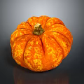 Fresh Orange Ripe Pumpkin With Textured Surface On Dark Background