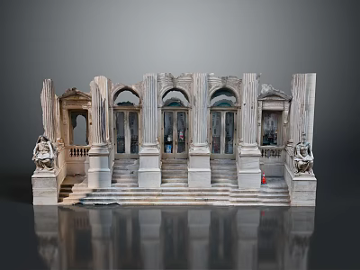 Detailed Classical Architectural Model Featuring Marble Columns Arches Steps And Statues 3d model