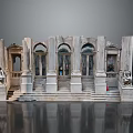Detailed Classical Architectural Model Featuring Marble Columns Arches Steps And Statues