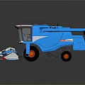 Blue Combine Harvester With Cutting Mechanism And Modern Agricultural Design