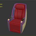 Red Aviation Seat With Gray Frame And Wooden Armrests For Travel Comfort