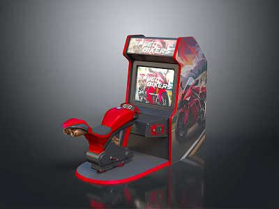 Arcade Racing Game Computer Console With Red Seat And Modern Design 3d model