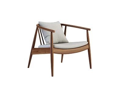 Modern Wooden Armchair With Light Cushion Comfortable Backrest Curved Armrests And Simple Design 3d model