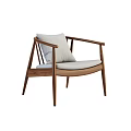 Modern Wooden Armchair With Light Cushion Comfortable Backrest Curved Armrests And Simple Design