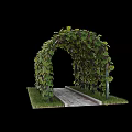Lush Living Plant Wall Arched Structure With Vine Plants Stone Path And Grass