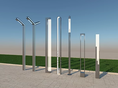 Modern Stainless Steel Outdoor Lights With Various Designs For Landscape Use 3d model